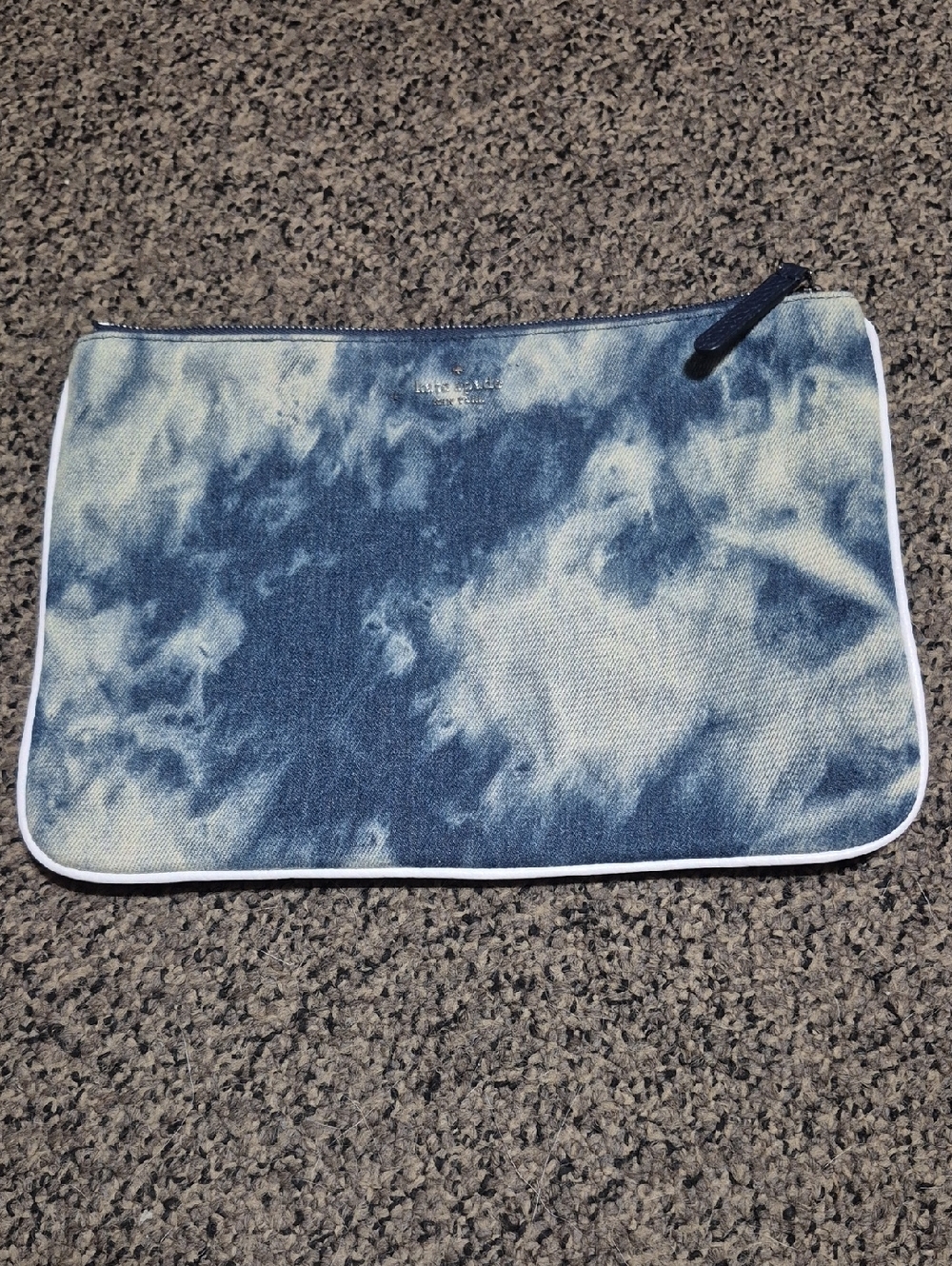 kate spade Blue and White Tie-Dye Cosmetic Pouch